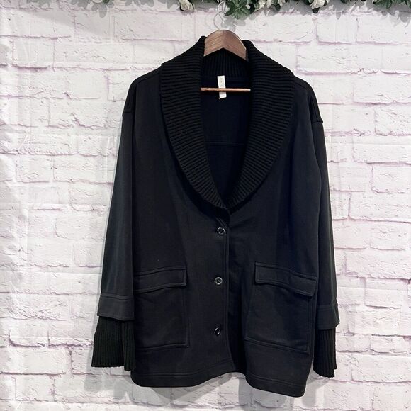 Daily Practice‎ Anthropologie V Neck Cardigan Black Sweater Size Large - Picture 2 of 11